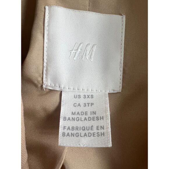 H&M Women's Tan Blazer Jacket Viscose Polyester Blend Size 3XS - Picture 4 of 12